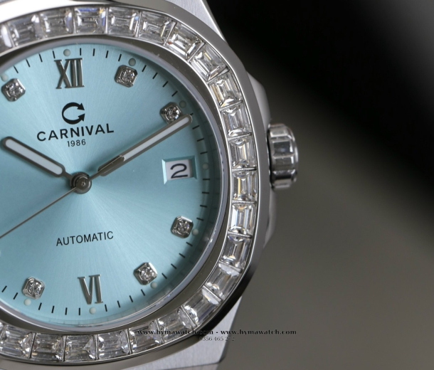  Đồng hồ CARNIVAL 8129- Nam- Xanh Tiffany - Máy cơ 
