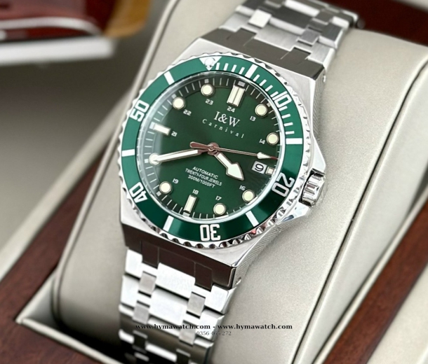  Đồng hồ Nam I&W Carnival 726G-Xanh lá - Máy Automatic 