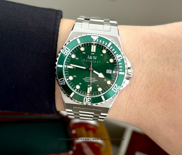  Đồng hồ Nam I&W Carnival 726G-Xanh lá - Máy Automatic 
