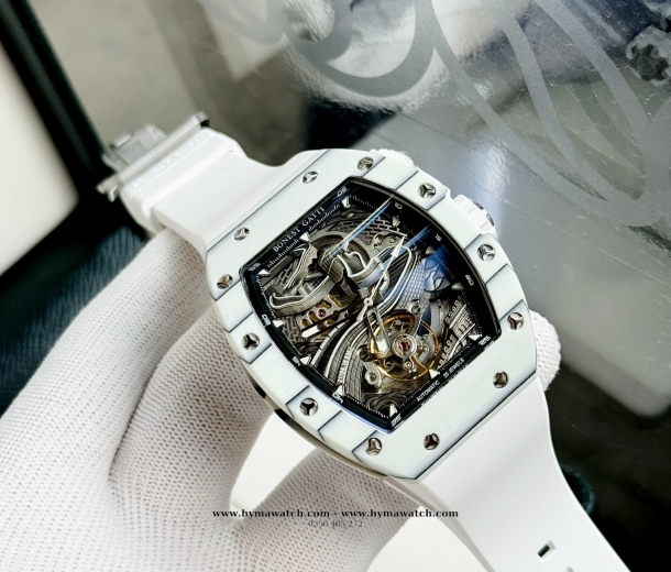Bonest Gatti Carbon BG9003-Màu trắng- Nam - Máy Cơ (Automatic) Tặng kèm mô hình xe đua  