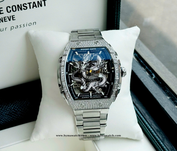  Bonest Gatti Ghost Dragon Star Silver - Máy Cơ (Automatic) Tặng kèm mô hình xe đua  