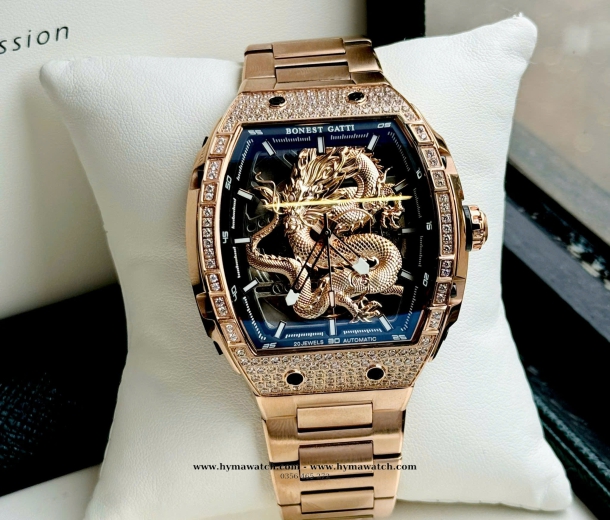  Bonest Gatti Ghost Dragon Star Gold - Máy Cơ (Automatic) Tặng kèm mô hình xe đua  